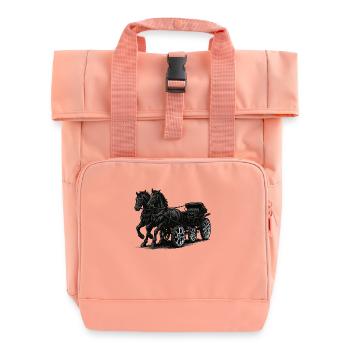 Carriage with modern chrome rims - Roll Top Backpack with Two Handles - chintz rose - Front