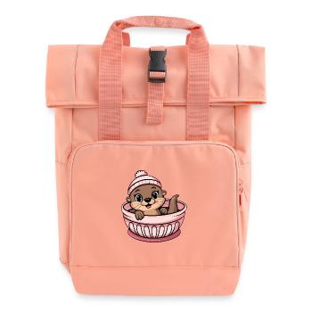 Mignon bébé loutre dans un lit bébé - Sac à dos Roll Top à deux anses - rose liberty - Devant