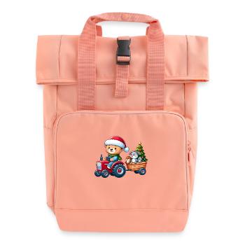 Teddy als Weihnachtsmann mit Otter und Hase - Rolltop Rucksack mit zwei Griffen - Chintzrosa - Vorne