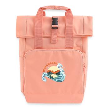 Nature wave scenery cute summer design - Roll Top Backpack with Two Handles - chintz rose - Front