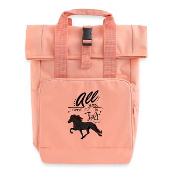 Leuchtrappe Isländer: All you need is Tölt - Rolltop Rucksack mit zwei Griffen - Chintzrosa - Vorne