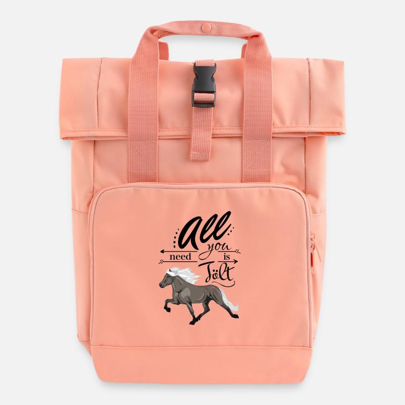 Rappwindfarben Icelanders: All you need is Tölt - Roll Top Backpack with Two Handles - chintz rose