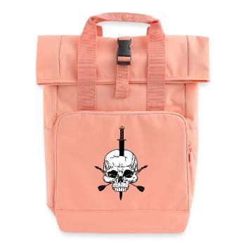 Schädel weiß durchbohrt mit Schwert und zwei Blut - Rolltop Rucksack mit zwei Griffen - Chintzrosa - Vorne