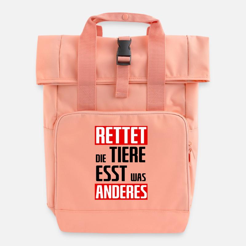 Rettet die Tiere esst was anderes - Rolltop Rucksack mit zwei Griffen - Chintzrosa