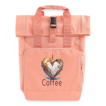 I love coffee - Roll Top Backpack with Two Handles - chintz rose - Front