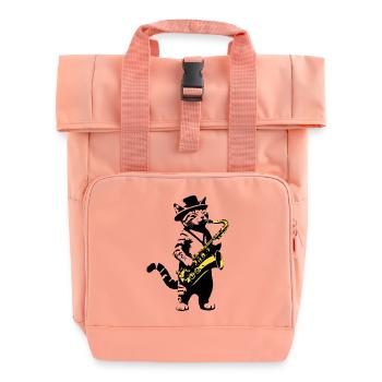 Katze Saxophon Musik Streetart Schablonen Stil - Rolltop Rucksack mit zwei Griffen - Chintzrosa - Vorne