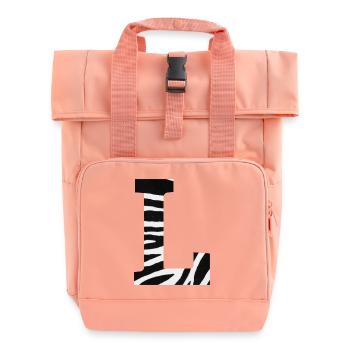 Letter l zebra - Roll Top Backpack with Two Handles - chintz rose - Front