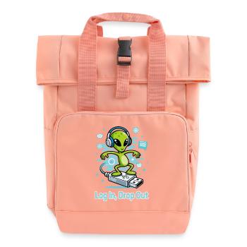 👽 Alien auf dem USB-Surf - Rolltop Rucksack mit zwei Griffen - Chintzrosa - Vorne