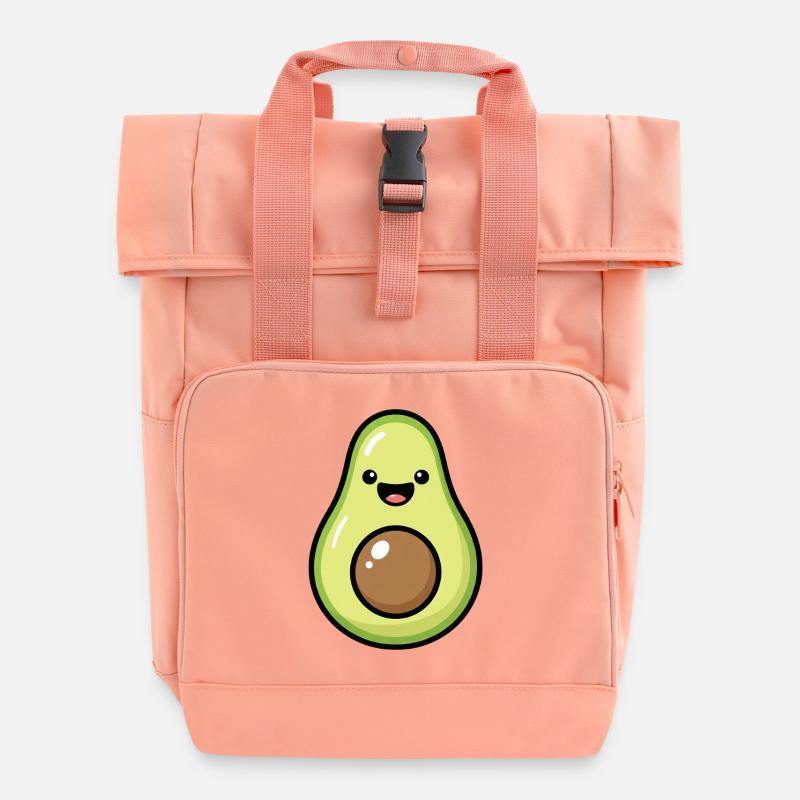 Niedliche Avocado Illustration - Rolltop Rucksack mit zwei Griffen - Chintzrosa