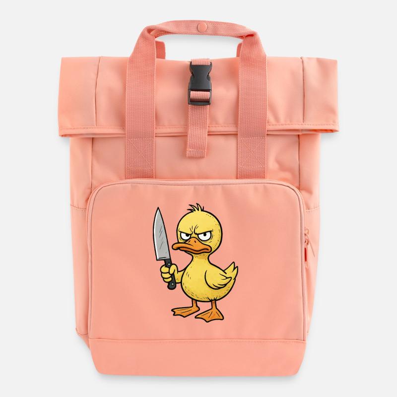Angry duckling with knife - Roll Top Backpack with Two Handles - chintz rose