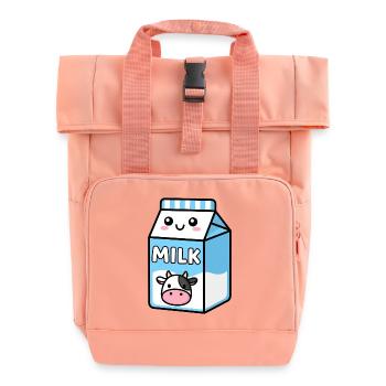 Milchkarton-Kuh - Rolltop Rucksack mit zwei Griffen - Chintzrosa - Vorne