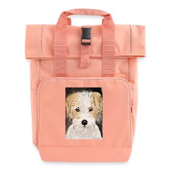 Terrier Welpe,  - Rolltop Rucksack mit zwei Griffen - Chintzrosa - Vorne