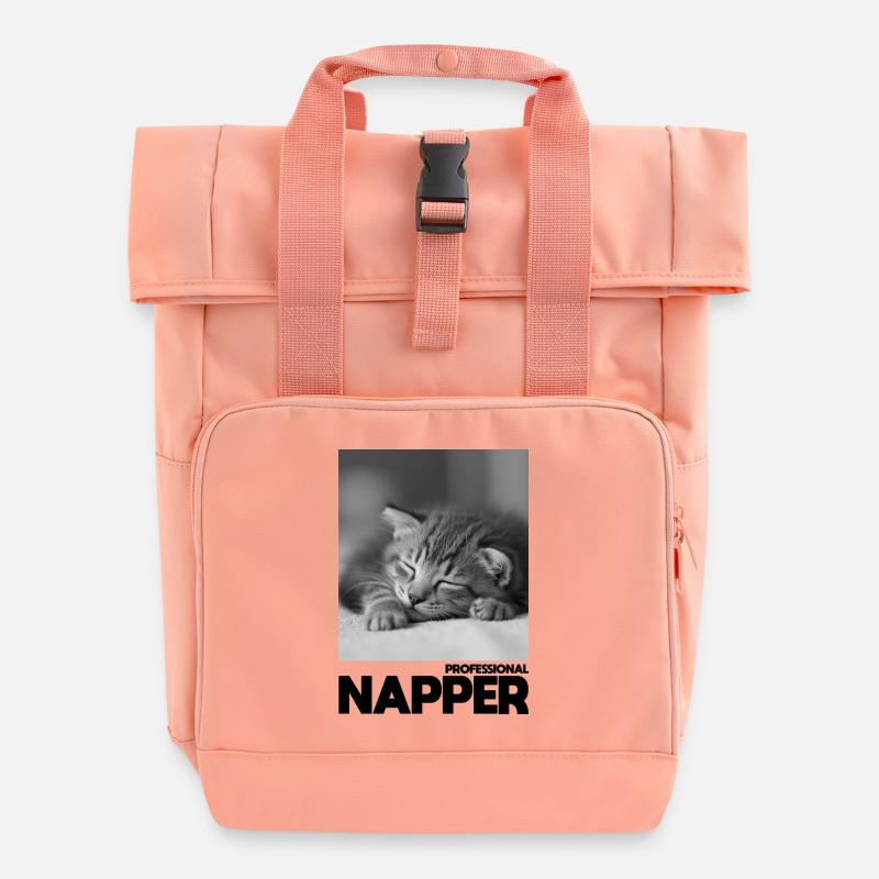 Dormeur professionnel – Chat endormi - Sac à dos Roll Top à deux anses - rose liberty