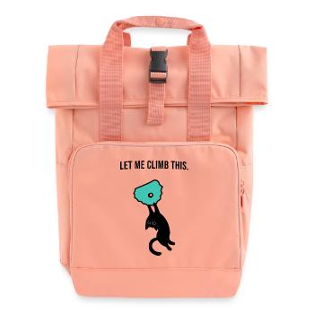 Boulder Katze hält sich an Klettergriff fest - Rolltop Rucksack mit zwei Griffen - Chintzrosa - Vorne