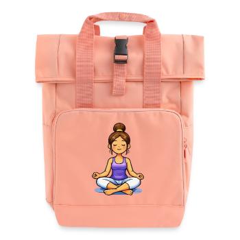 Femme méditant en tailleur - Sac à dos Roll Top à deux anses - rose liberty - Devant