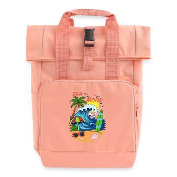 Sea Mood – retro summer beach vibe - Roll Top Backpack with Two Handles - chintz rose - Front