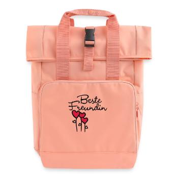 BESTE FREUNDIN mit Herz - Rolltop Rucksack mit zwei Griffen - Chintzrosa - Vorne