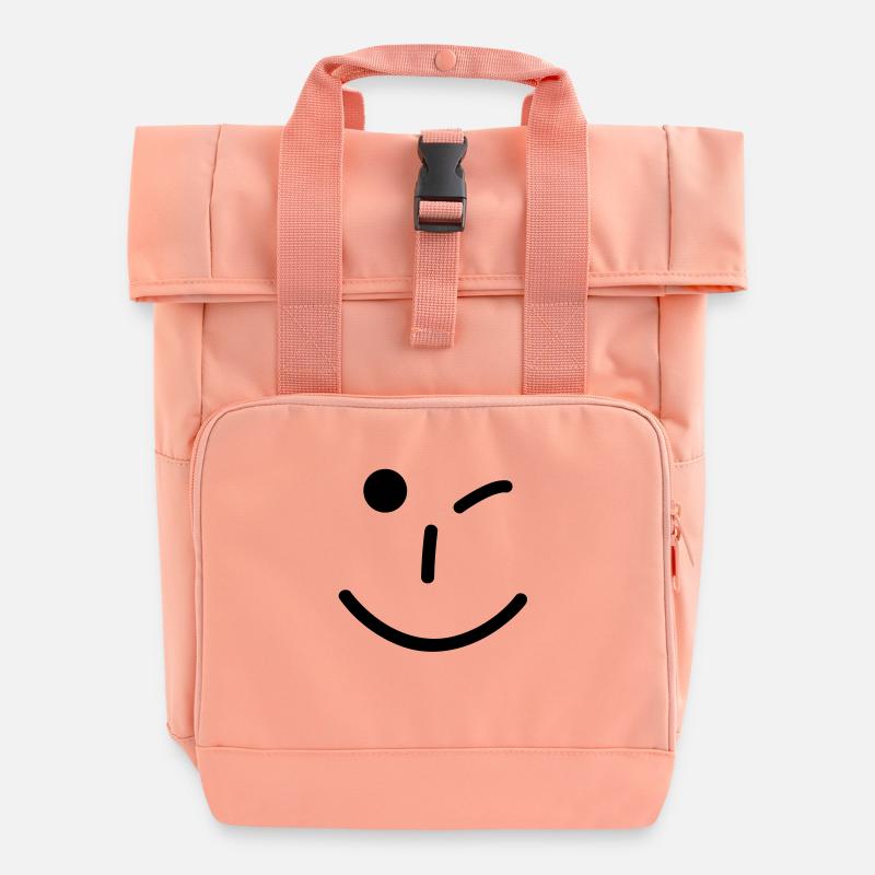 smiley - Roll Top Backpack with Two Handles - chintz rose