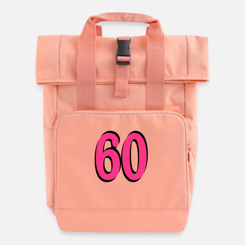 60 . Geburtstag - Rolltop Rucksack mit zwei Griffen - Chintzrosa