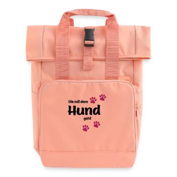 Die Mit Dem Hund Geht - Edition Colored Paw - Rolltop Rucksack mit zwei Griffen - Chintzrosa - Vorne