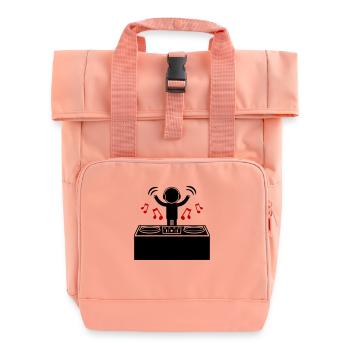 DJ Turntables Disc Jockey Symbol - Rolltop Rucksack mit zwei Griffen - Chintzrosa - Vorne