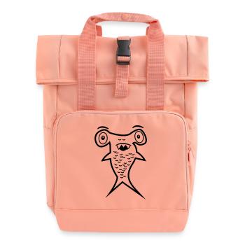Hammerhead shark - shark fin - Roll Top Backpack with Two Handles - chintz rose - Front