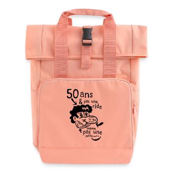 50 years not a wrinkle character - Roll Top Backpack with Two Handles - chintz rose - Front