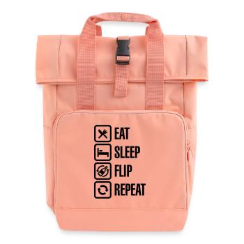 Eat - Sleep - Bottle Flip - Repeat - Roll Top Backpack with Two Handles - chintz rose - Front