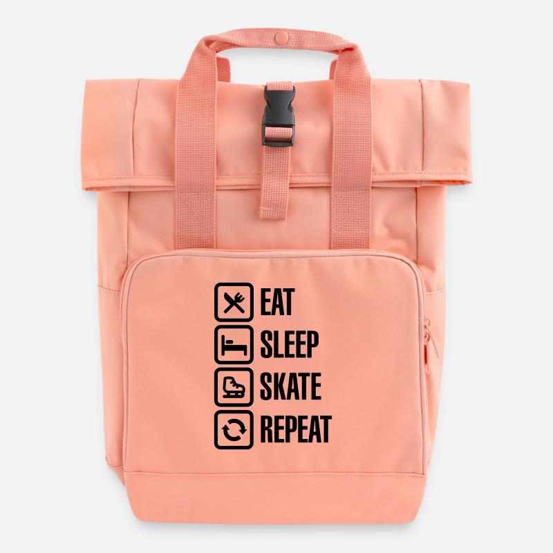 Eat sleep figure Eis skate repeat - Rolltop Rucksack mit zwei Griffen - Chintzrosa