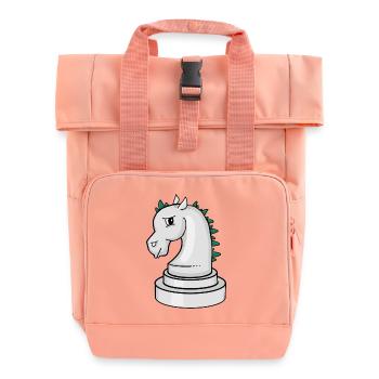 Schachfigur: genervtes Punk-Schachpferd - Rolltop Rucksack mit zwei Griffen - Chintzrosa - Vorne