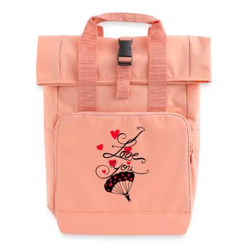 Fallschirmspringer mit I love you Schriftzug - Rolltop Rucksack mit zwei Griffen - Chintzrosa - Vorne