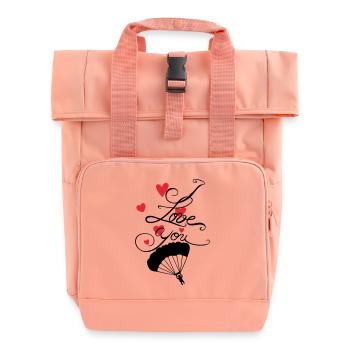 Fallschirmspringer mit I love you Schriftzug - Rolltop Rucksack mit zwei Griffen - Chintzrosa - Vorne