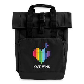 Pride Month LGBT - Love Wins - Roll Top Backpack with Two Handles - black - Front