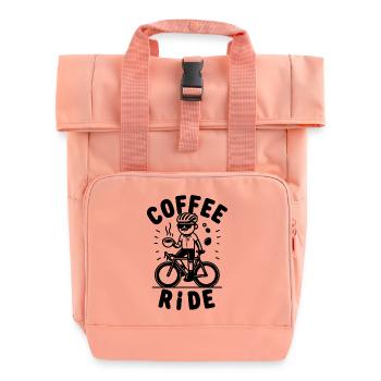 Coffe Ride Road Bicycle Coffee - Roll Top Backpack with Two Handles - chintz rose - Front