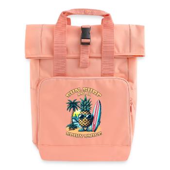 Surfing Pineapple: Sun, Surf, and a Spiky Smile! - Roll Top Backpack with Two Handles - chintz rose - Front