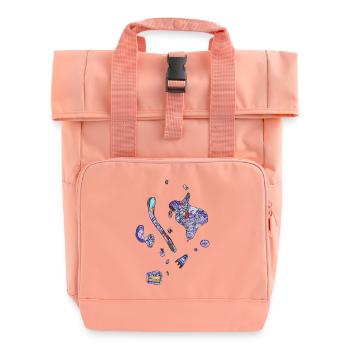 Colorful spots - Roll Top Backpack with Two Handles - chintz rose - Front