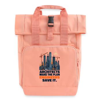 Architects make the plan, Engineers save it - Roll Top Backpack with Two Handles - chintz rose - Front