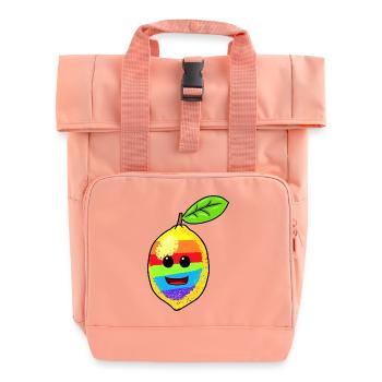 Lemon LBGT Rainbow East Fruit Lemons - Roll Top Backpack with Two Handles - chintz rose - Front