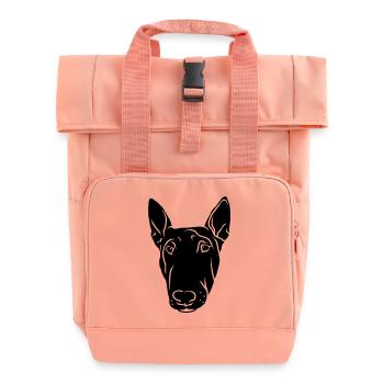 Bull Terrier Head Black - Roll Top Backpack with Two Handles - chintz rose - Front