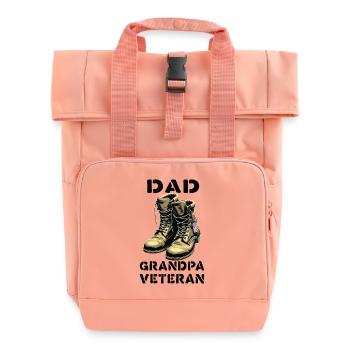 Fier papa grand-père vétéran bottes patriotique États-Unis - Sac à dos Roll Top à deux anses - rose liberty - Devant