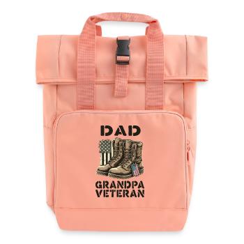 Fier papa grand-père vétéran bottes patriotique États-Unis - Sac à dos Roll Top à deux anses - rose liberty - Devant
