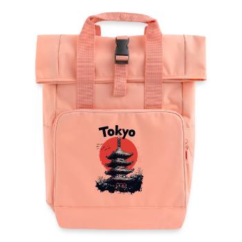 Tokio Japan Pagode Stadt Skyline Sonne Berg - Rolltop Rucksack mit zwei Griffen - Chintzrosa - Vorne