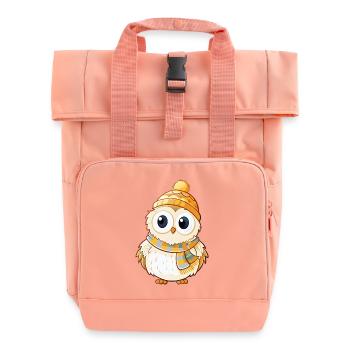 Niedliche Eule mit Schal und Pudelmütze. - Rolltop Rucksack mit zwei Griffen - Chintzrosa - Vorne