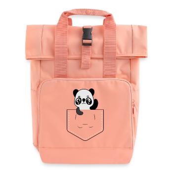 Putzi der Panda im Taschenformat - Rolltop Rucksack mit zwei Griffen - Chintzrosa - Vorne