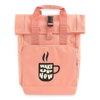 Coffee: Wake up now - Roll Top Backpack with Two Handles - chintz rose - Front