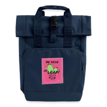 Friendly Cactus - Rolltop Rucksack mit zwei Griffen - Navy - Vorne