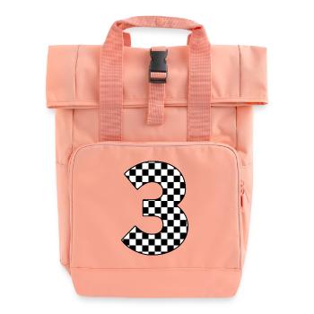 Number 3 plaid - Roll Top Backpack with Two Handles - chintz rose - Front
