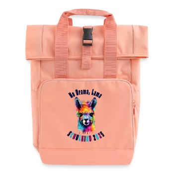 Schulkind 2025 - No Drama, Lama! - Rolltop Rucksack mit zwei Griffen - Chintzrosa - Vorne