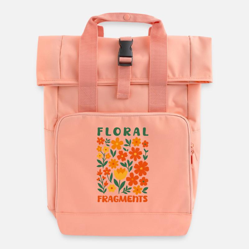 Floral Fragments by helfspawn - Roll Top Backpack with Two Handles - chintz rose