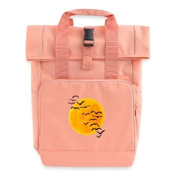 Sunset flock of birds - Roll Top Backpack with Two Handles - chintz rose - Front